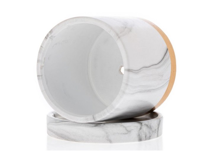 Doniczka ze spodkiem Hanya White 11 cm Ceramika Kolor Biały
