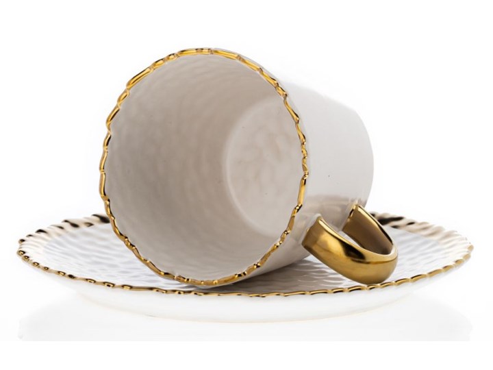 Filiżanka ze spodkiem Valia White Gold Ceramika Kolor Złoty Kolor Biały