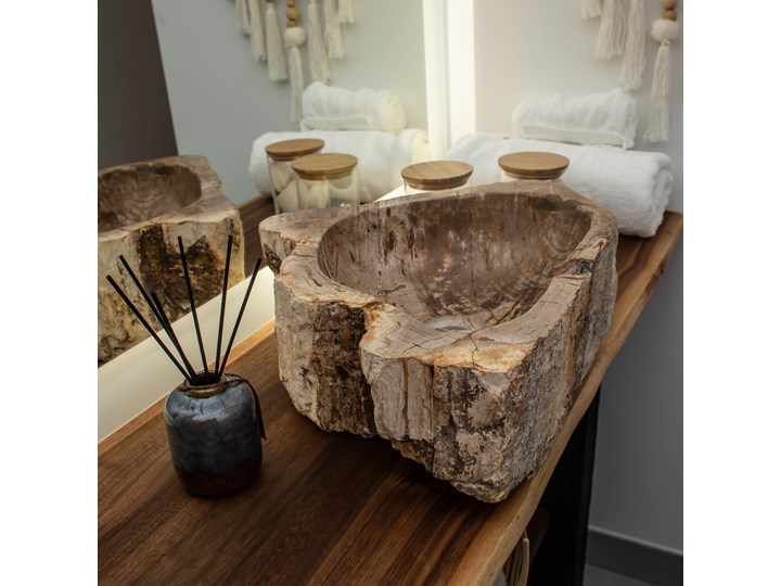 Umywalka FOSSIL (43 cm x 43 cm), My Love Bali Drewno Stal Kamień naturalny Kategoria Umywalki