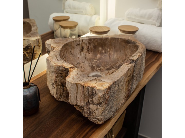 Umywalka FOSSIL (43 cm x 43 cm), My Love Bali Drewno Stal Kamień naturalny Kategoria Umywalki