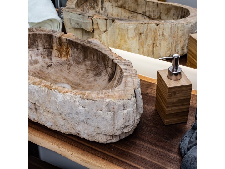Umywalka FOSSIL (56 cm x 32 cm), My Love Bali Kamień naturalny Stal Drewno Kategoria Umywalki