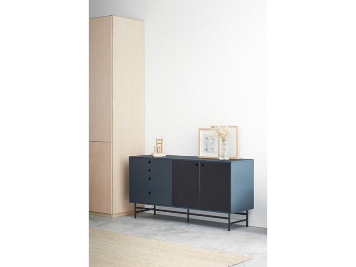 Czarno-niebieska komoda Teulat Punto, szer. 150 cm Z szafkami i szufladami Pomieszczenie Salon