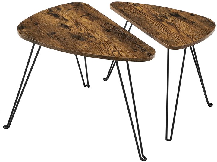 STOLIK KAWOWY LNT012B01 ▪️ 2049 ▪️ RUSTYKALNY BRĄZ 2 SZTUKI Wysokość 47 cm Metal Płyta MDF Wysokość 42 cm Styl Nowoczesny