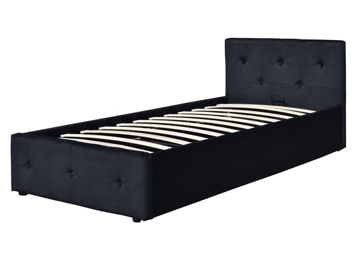 Łóżko tapicerowane 90x200 Bella czarny welur Drewno Metal Tkanina Kategoria Łóżka do sypialni