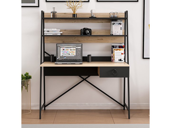 SELSEY Biurko z nadstawką Ovand Metal Styl Nowoczesny Płyta MDF Szerokość 125 cm Styl Industrialny