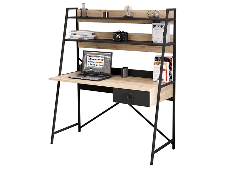 SELSEY Biurko z nadstawką Ovand Szerokość 125 cm Płyta MDF Metal Styl Nowoczesny