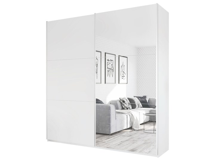 SELSEY Szafa Rella 200 cm przesuwna z lustrem Płyta MDF Płyta laminowana Metal Kolor Biały Tworzywo sztuczne Drewno Kategoria Szafy do garderoby