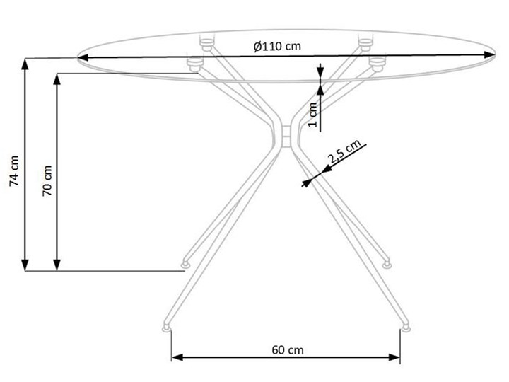 Szklany okrągły stół 110x110 na złotych nogach glamour RONDO transparentny Halmar Stal Szerokość 110 cm Szkło Długość 110 cm Kolor Przezroczysty