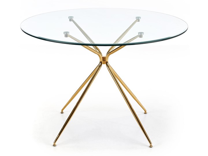 Szklany okrągły stół 110x110 na złotych nogach glamour RONDO transparentny Halmar Szkło Długość 110 cm Stal Szerokość 110 cm Liczba miejsc Do 4 osób