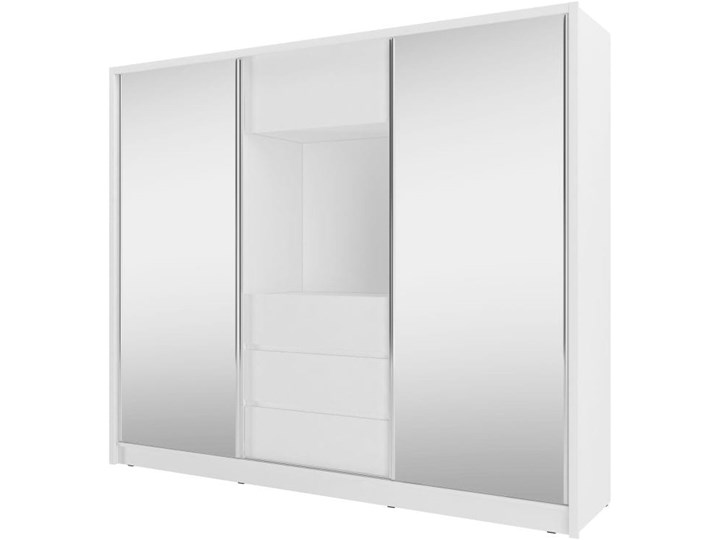 Szafa przesuwna TV z lustrami 250cm biały - Meb24.pl Pomieszczenie Przedpokój Płyta MDF Płyta laminowana Pomieszczenie Garderoba
