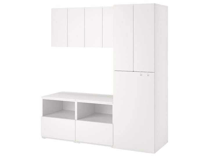 IKEA SMÅSTAD / PLATSA Regał, Biały biały/z wysuwaniem, 180x57x196 cm Kategoria Zestawy mebli do sypialni