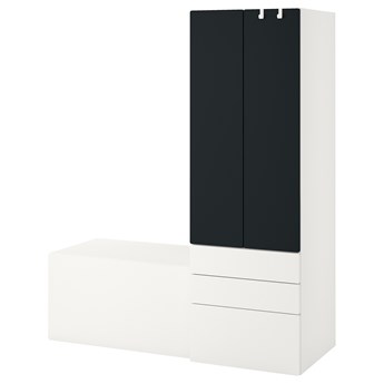 IKEA SMÅSTAD / PLATSA Regał, Biały powierzchnia tablicowa/z ławką, 150x57x181 cm