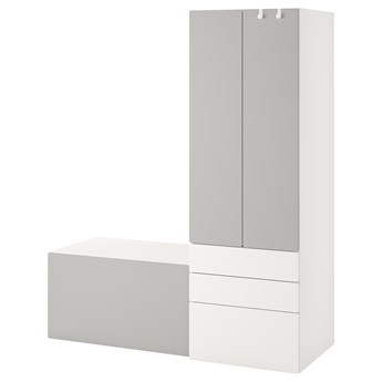 IKEA SMÅSTAD / PLATSA Regał, Biały szary/z ławką, 150x57x181 cm