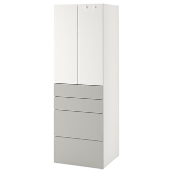 IKEA SMÅSTAD / PLATSA Szafa, Biały szary/z 4 szufladami, 60x57x181 cm