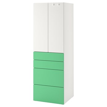 IKEA SMÅSTAD / PLATSA Szafa, Biały zielony/z 4 szufladami, 60x57x181 cm