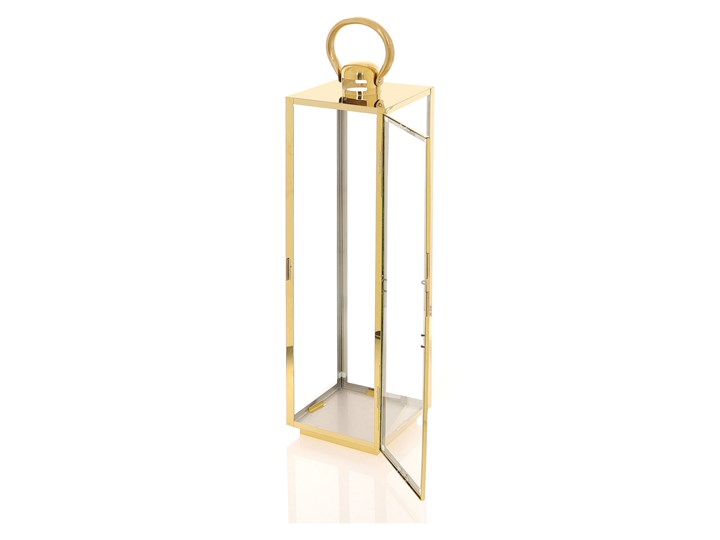 Złota latarnia chromowana z płaskim daszkiem 60 cm