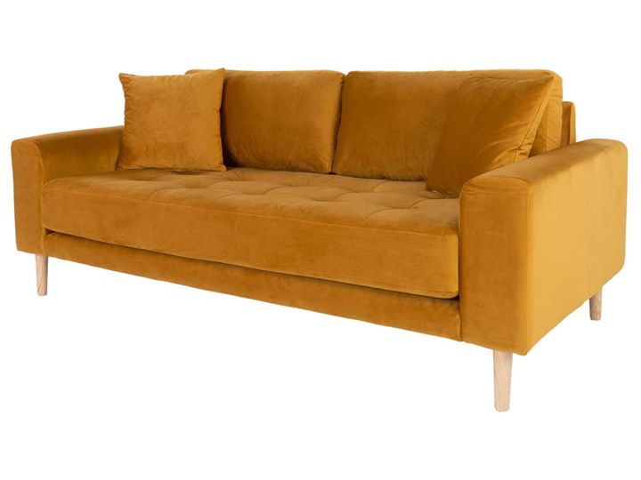 SELSEY Sofa Dagmarri 180 cm musztardowy welur