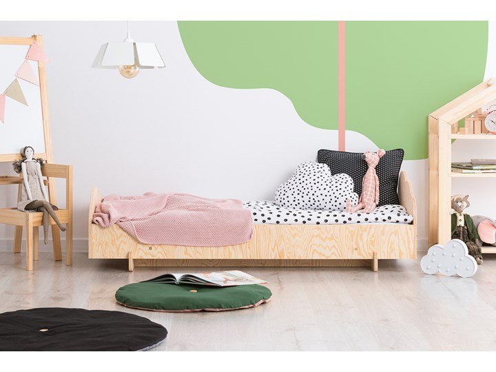 SELSEY Łóżko drewniane dla dziecka Kyori z zagłówkiem w kształcie chmury Drewno Płyta MDF Kategoria Łóżka dla dzieci Kolor Beżowy
