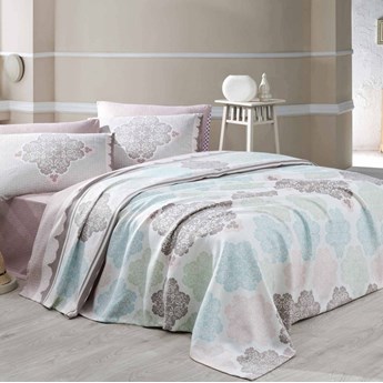 SELSEY Narzuta Bohemian Pastels 200x230 cm z dwiema poszewkami na poduszkę 50x70 cm i z prześcieradłem