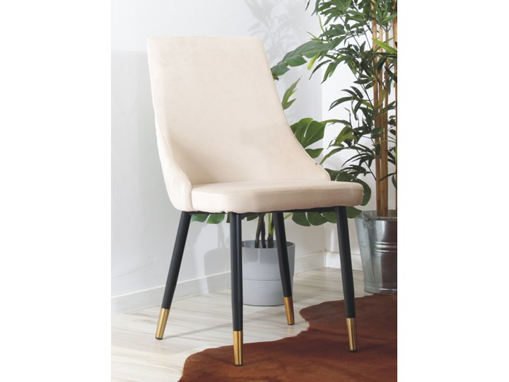 Eleganckie krzesło do jadalni w stylu glamour GOLDI beżowe na czarno- złotych nogach Metal Tapicerowane Szerokość 50 cm Tkanina Tworzywo sztuczne Wysokość 92 cm Pomieszczenie Jadalnia