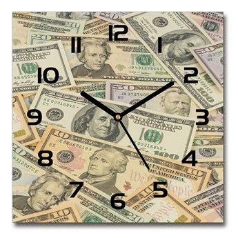 Zegar szklany na ścianę Banknoty dolarów