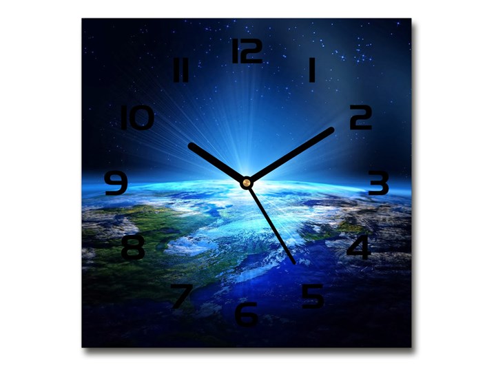 Zegar szklany kwadratowy Planeta Ziemia