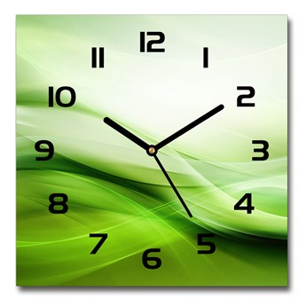 Zegar szklany na ścianę Zielone fale tło