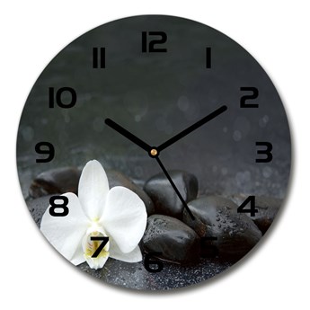 Zegar ścienny szklany okrągły Orchidea