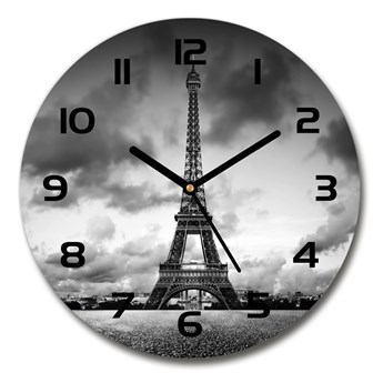 Zegar szklany okrągły Wieża Eiffla Paryż