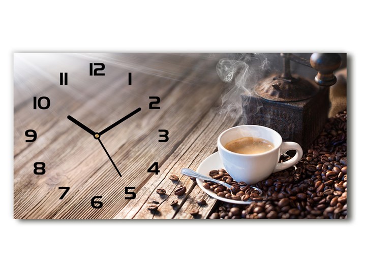 Zegar ścienny szklany cichy Poranna kawa