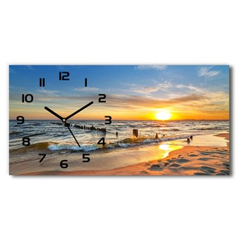 Zegar ścienny szklany Zachód słońca plaża