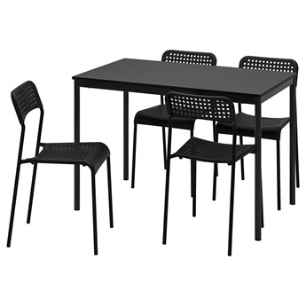 IKEA SANDSBERG / ADDE Stół i 4 krzesła, czarny/czarny, 110x67 cm