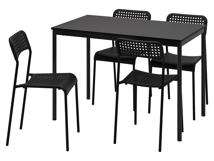 IKEA SANDSBERG / ADDE Stół i 4 krzesła, czarny/czarny, 110x67 cm