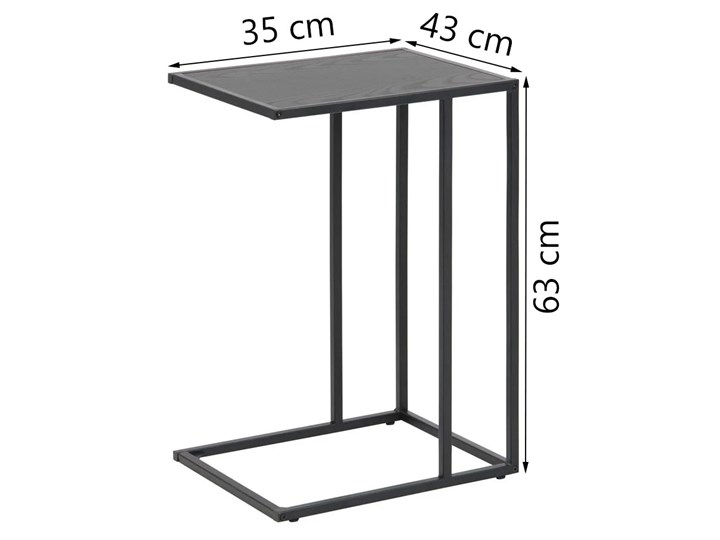 Stolik pomocniczy metalowy czarny 63 cm Kształt blatu Prostokątne Kolor Biały