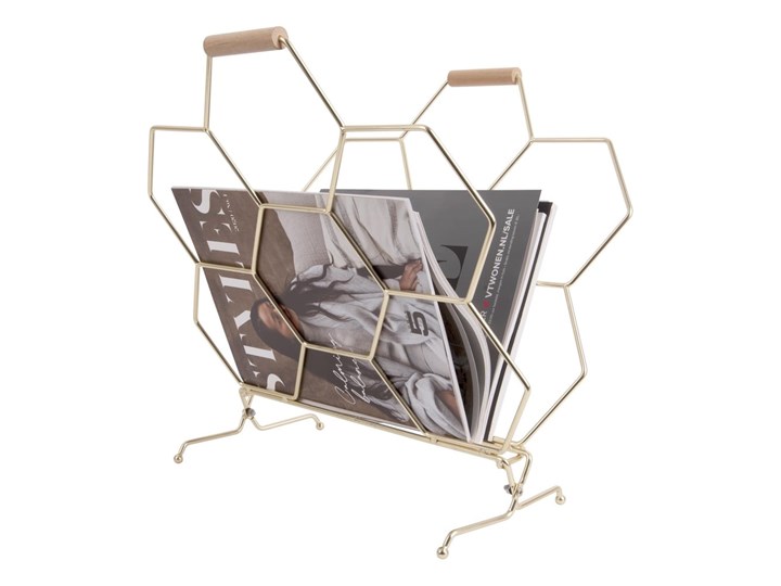 Metalowy gazetnik w kolorze złota PT LIVING Honeycomb Kategoria Gazetniki