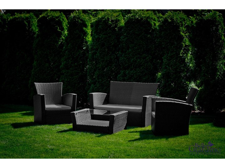 Meble ogrodowe z technorattanu UNICO Zestawy wypoczynkowe Kolor Czarny Zawartość zestawu Sofa