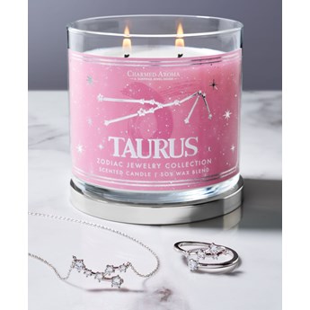 Charmed Aroma sojowa świeca zapachowa z biżuterią 12 oz 340 g Pierścionek - Taurus Byk Zodiak