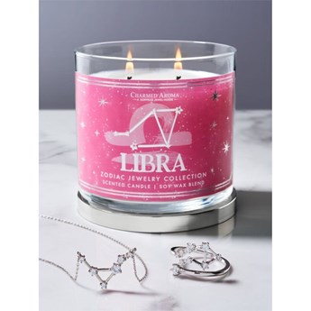 Charmed Aroma sojowa świeca zapachowa z biżuterią 12 oz 340 g Pierścionek - Libra Waga Zodiak