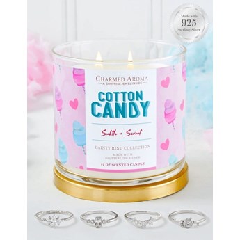 Charmed Aroma sojowa świeca zapachowa z biżuterią 12 oz 340 g Pierścionek - Cotton Candy