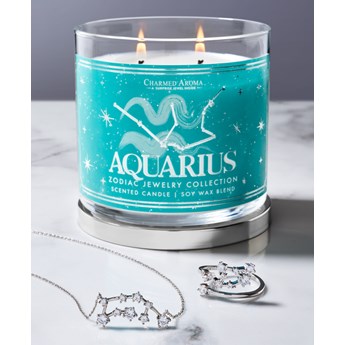 Charmed Aroma sojowa świeca zapachowa z biżuterią 12 oz 340 g Pierścionek - Aquarius Wodnik Zodiak