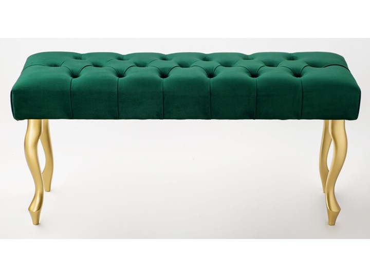 Ławka pikowana Chesterfield - Złota Butelkowa Zieleń Kolor Złoty