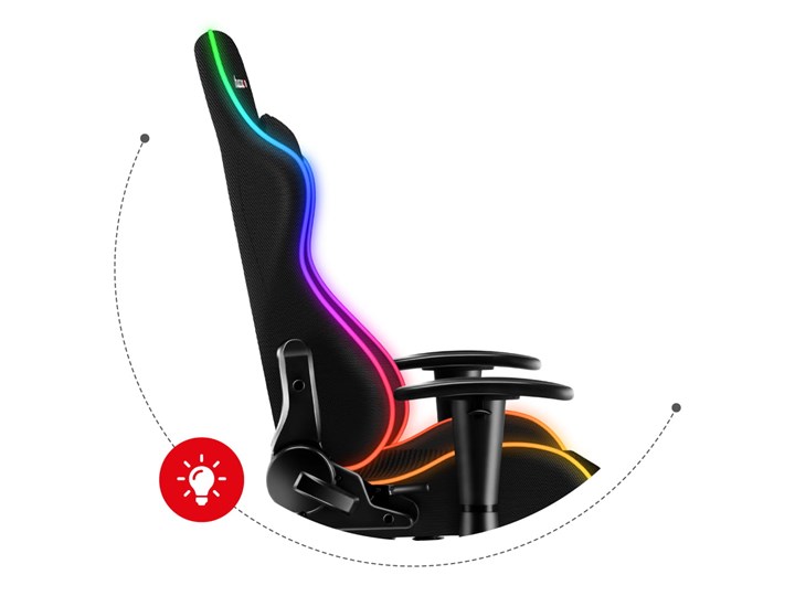 Fotel Gamingowy HUZARO FORCE 6.0 RGB Mesh Metal Tkanina Tworzywo sztuczne Typ Regulowane
