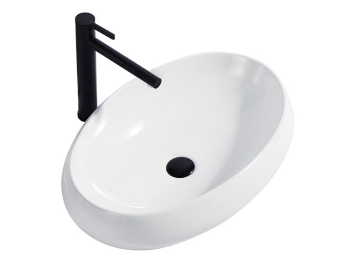 VELDMAN UMYWALKA CERAMICZNA ALANIA 60x40 48x34 Szerokość 48 cm Meblowe Owalne Ceramika Szerokość 60 cm Kategoria Umywalki Nablatowe Kolor Biały