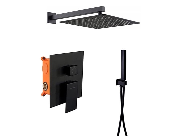 VELDMAN CZARNY ZESTAW PODTYNKOWY QUADRO BLACK Wyposażenie Z deszczownicą