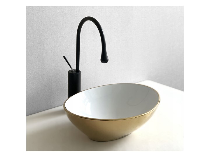 VELDMAN UMYWALKA CERAMICZNA VERA GOLD BIAŁO-ZŁOTA Ceramika Kolor Biały Meblowe Szerokość 41 cm Nablatowe Kolor Złoty