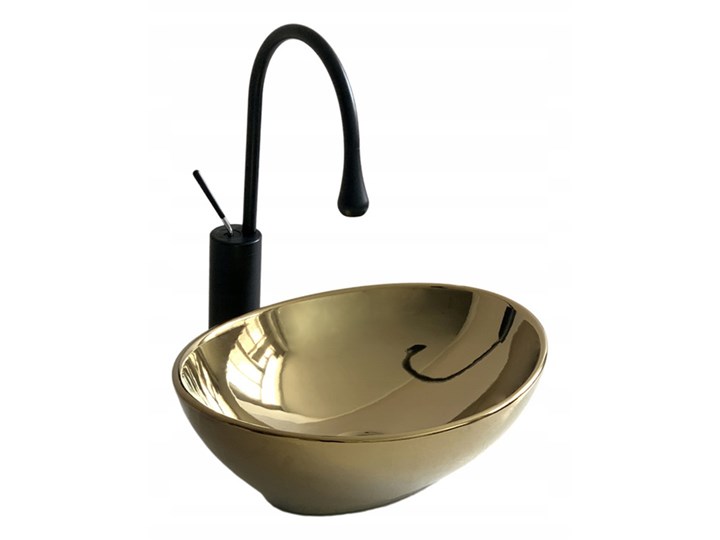 VELDMAN UMYWALKA CERAMICZNA VERA GOLD ZŁOTA Owalne Nablatowe Szerokość 41 cm Kolor Złoty Ceramika Meblowe Kategoria Umywalki