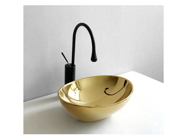 VELDMAN UMYWALKA CERAMICZNA VERA GOLD ZŁOTA Nablatowe Owalne Szerokość 41 cm Ceramika Meblowe Kolor Złoty