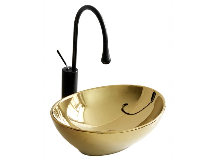 VELDMAN UMYWALKA CERAMICZNA VERA GOLD ZŁOTA Owalne Nablatowe Meblowe Ceramika Szerokość 41 cm Kolor Złoty