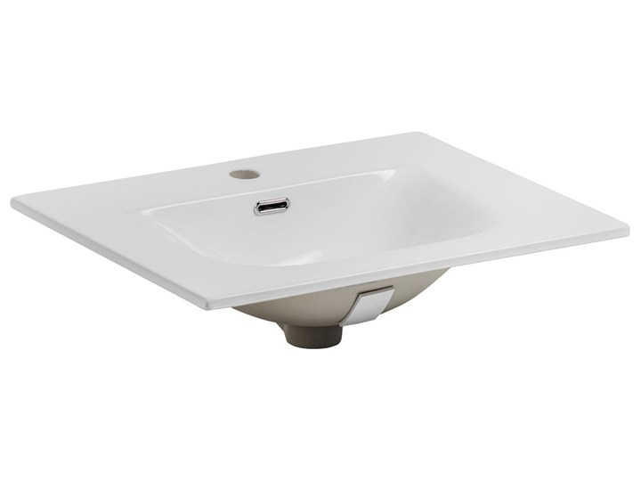 Biała prostokątna umywalka ceramiczna - Priva 60 cm