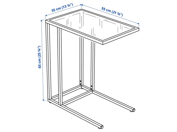 IKEA VITTSJÖ Stolik pod laptopa, Czarnobrąz/szkło, 35x65 cm Kolor Czarny Metal Stal Tworzywo sztuczne Kategoria Szafki i regały